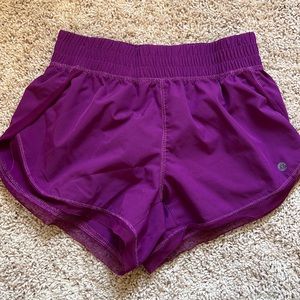 women’s purple runner shorts